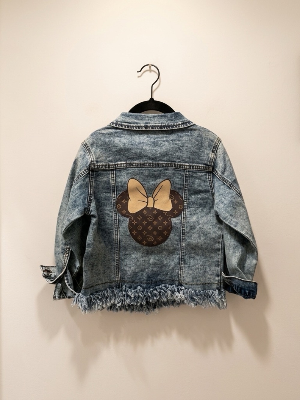Girls' Blue Denim Jacket with Brown Minnie Patch